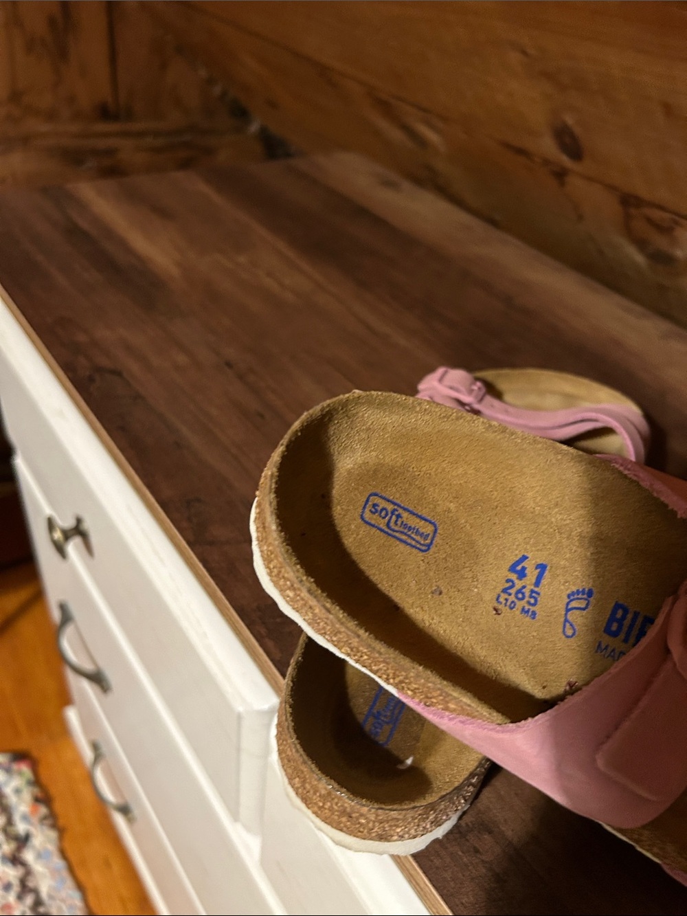 Birkenstock Pink Suede Cross-Strap Cork Sandals - Picture 4 of 4